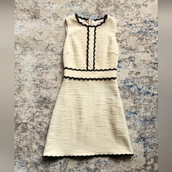 Kate Spade Women's Size 0 Scallop Trim Tweed Dress Formal Sleeveless